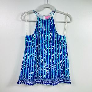 Lilly Pulitzer Silk Blue Teal Samba Tank Top Size XS